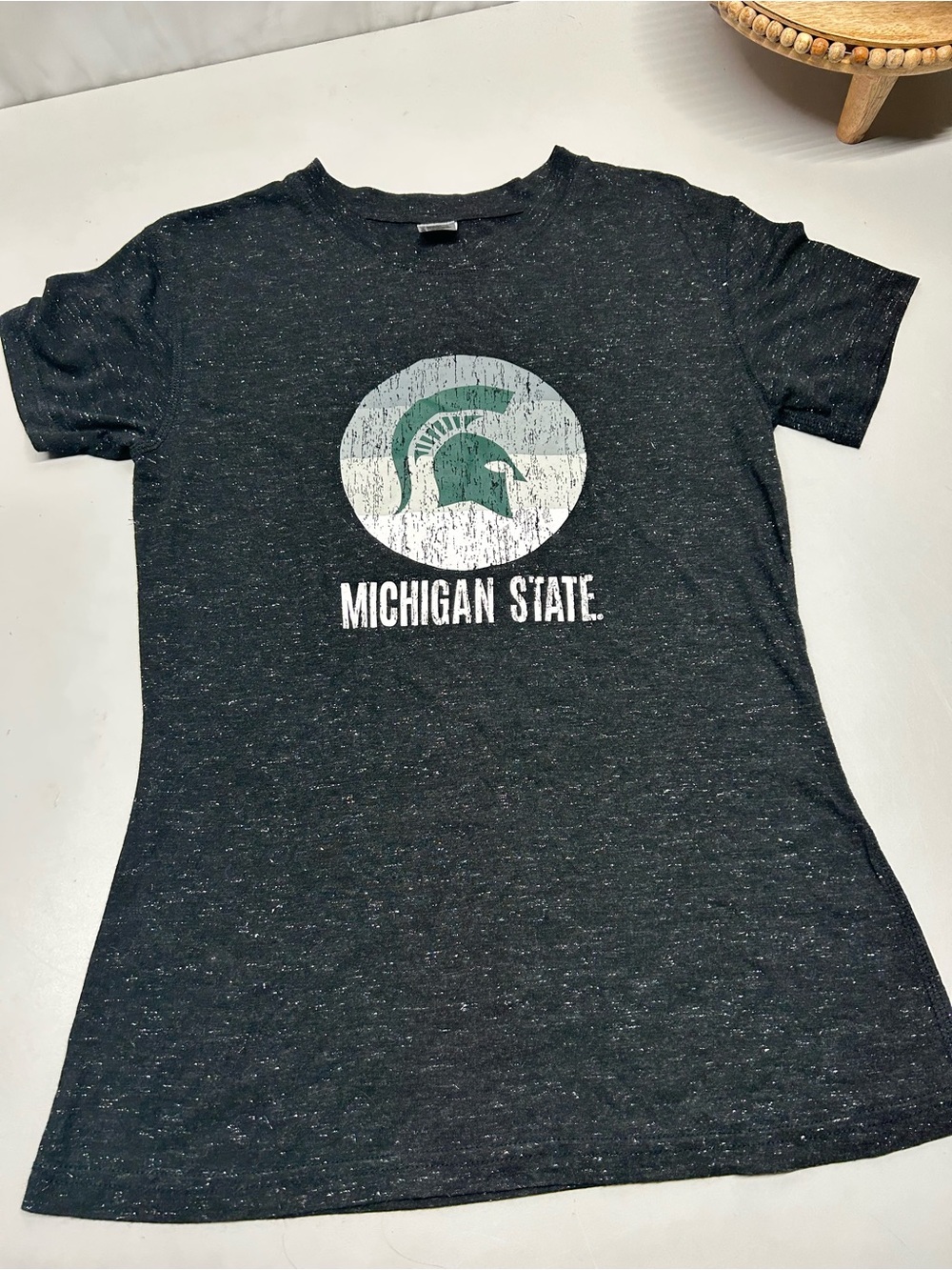 Michigan State Vintage Logo Tee - Black with Green & White women’s small